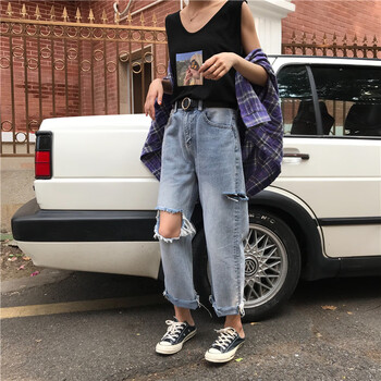 夢夢奇 高腰 鉛筆褲/小腳褲 女 長褲 牛仔褲