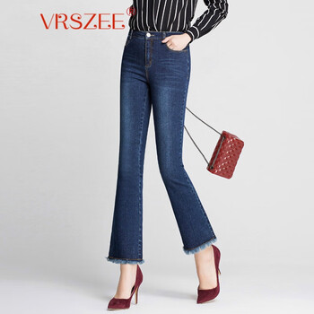 VRSZEE 高腰 微喇褲 女 九分褲 牛仔褲