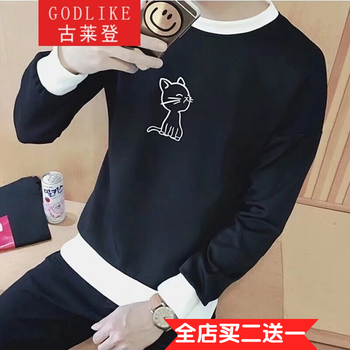 古萊登（GODLIKE） 長袖 男士T恤 小貓(黑色) S，XL，L，M