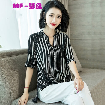 mrhippies 拼接，條紋，紐扣，蕾絲 短袖 T恤 女 半開領(lǐng)