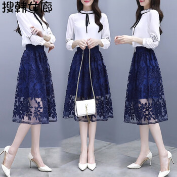 搜韓女廊  飄帶，紗網(wǎng) 連衣裙