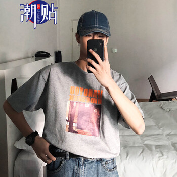 潮貼（CHAOTIE） 短袖 男士T恤 淺灰款 