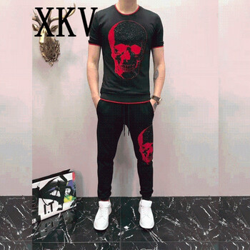 XKV 短袖 男士T恤 黑色骷髏頭A款 