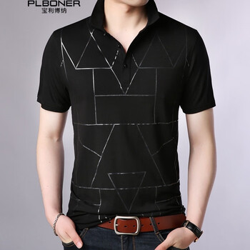 寶利博納（PLBONER） 短袖 男士T恤 18079黑色 