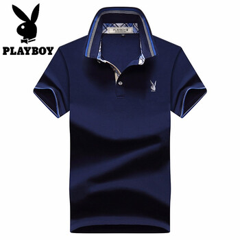 花花公子（PLAYBOY） 長袖 男士T恤 藏青丨兔頭繡花 