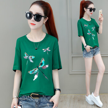 簡(jiǎn)約印花短袖，微胖女神的小心機