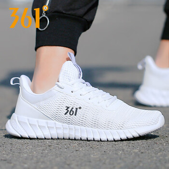 361°跑步鞋361度白/曜石黑網(wǎng)面 