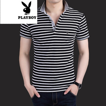 花花公子（PLAYBOY） 短袖 男士T恤 090黑色 