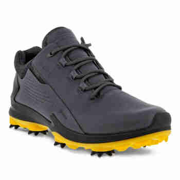 ECCO爱步  BIOM G3 Cleated 舒适防水防滑 男士高尔夫球鞋 运动休闲鞋 黑灰色黄底13182401308 44（US10-10.5）