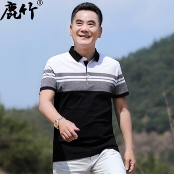 鹿竹 短袖 男士T恤 黑色 