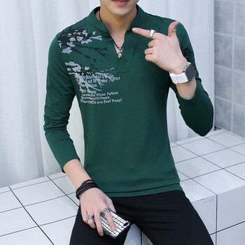 雅鹿 長袖 男士T恤 墨綠色T02 XL，L，M，XXL，XXXL