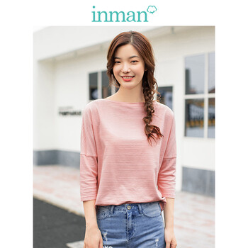 茵曼（INMAN） 拼色 短袖 T恤 女 圓領(lǐng)