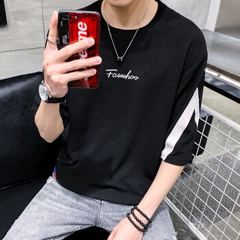 奈瑾（NAIJIN） 五分袖 男士T恤 黑色 