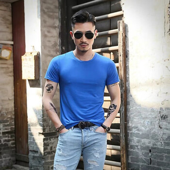 普戈斯（PUGESI） 短袖 男士T恤 彩藍色 