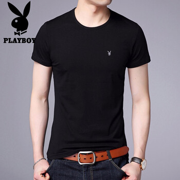 花花公子（PLAYBOY） 短袖 男士T恤 2441HH1512黑色 