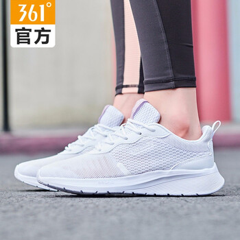 361°跑步鞋361度白 - 透氣網(wǎng)面 