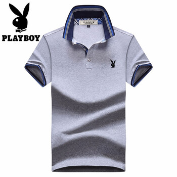 花花公子（PLAYBOY） 長(cháng)袖 男士T恤 灰色丨兔頭繡花 