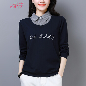 致婷（zhiting） 刺繡，拼接 短袖 T恤 女 POLO領(lǐng)