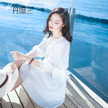 丹德蘭（Dandelan） 純色 毛領(lǐng) 連衣裙