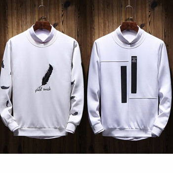 夫悟 長(zhǎng)袖 男士T恤 35-W01羽毛白+W02豎條白 XL，L，M，XXXL，XXL
