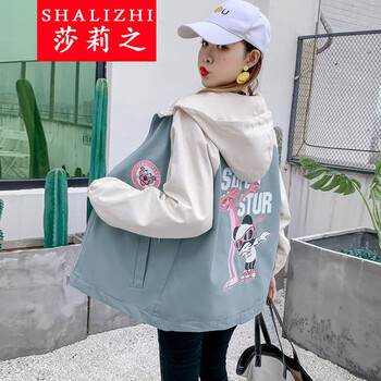 莎莉之（SHALIZHI） 連帽 長袖 女 短外套 撞色，拼色