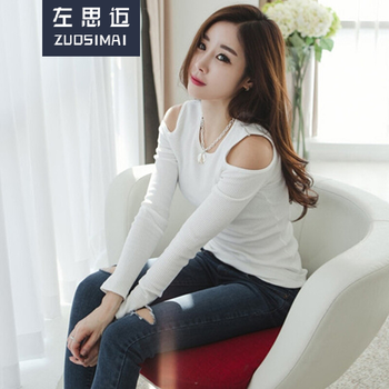 左思邁（zuosimai） 露肩 短袖 T恤 女 圓領(lǐng)