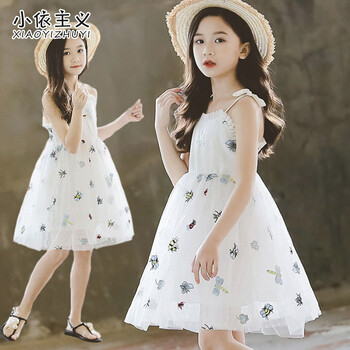 女童吊帶網(wǎng)紗裙棉