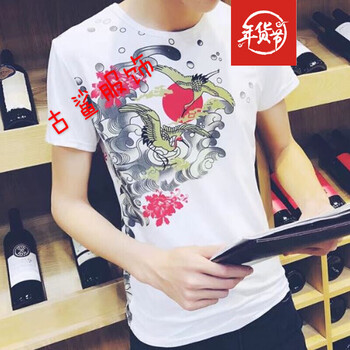尊尚鳥 短袖 男士T恤 新款紋身仙鶴 