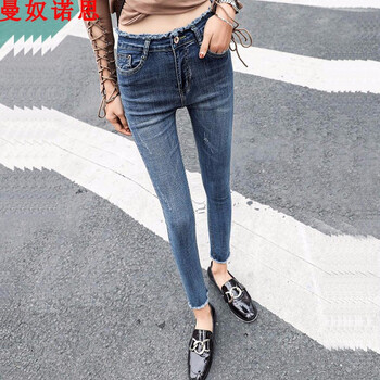 曼奴諾思 高腰 鉛筆褲/小腳褲 女 長褲 牛仔褲