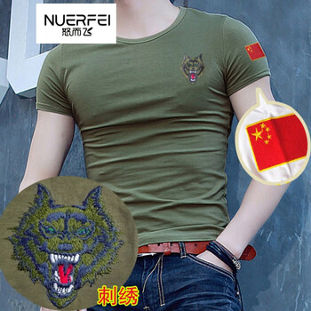 怒而飛（NUERFEI） 短袖 男士T恤 中國字V領(lǐng)黑色 