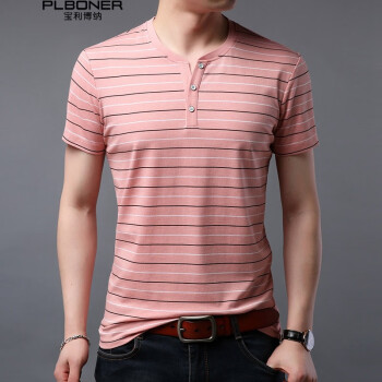 宝利博纳（PLBONER） 短袖 男士T恤 19138粉色 