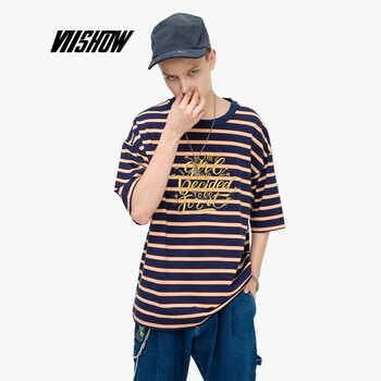 viishow 短袖 男士T恤 黃黑條紋 