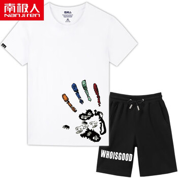 南極人（Nanjiren） 短袖 男士T恤 白衣/如來神掌 黑褲/GOOD 