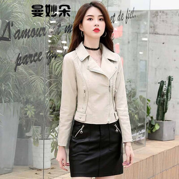 曼妙朵（manmiaoduo） 翻領(lǐng) 長袖 女 短外套 口袋，金屬裝飾