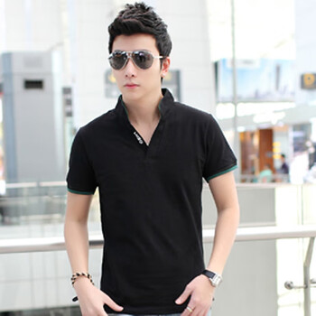 森馬時(shí)尚 短袖 男士T恤 短袖Polo黑色 