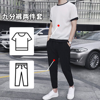 羅詩歐（ROSIIOOE） 短袖 男士T恤 1831白色九分褲套裝 
