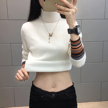 女士打底堆堆領毛衣