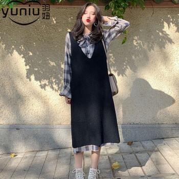 羽妞（yuniu） 格子 花邊 連衣裙