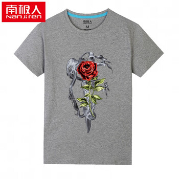 南極人（Nanjiren） 短袖 男士T恤 玫瑰花灰色 