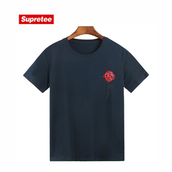 supretee 短袖 男士T恤 黑色玫瑰花胸標(biāo) 