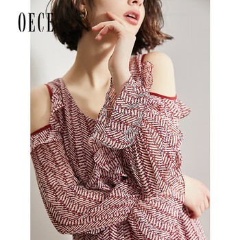OECE 純色 露肩 連衣裙
