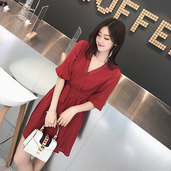 小撞色裙，微胖妹子的福音