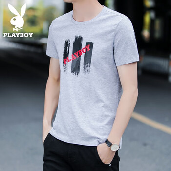 花花公子（PLAYBOY） 短袖 男士T恤 36092灰色 