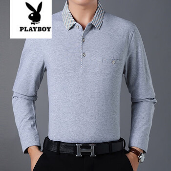 花花公子（PLAYBOY） 長(zhǎng)袖 男士T恤 715灰色 