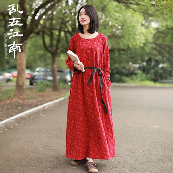 亂在江南  口袋，抽繩，波點(diǎn) 連衣裙