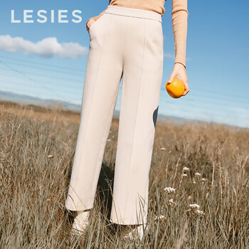 LESIES 高腰 直筒褲 女 長褲 休閑褲