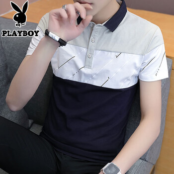 花花公子（PLAYBOY） 短袖 男士T恤 上米色 
