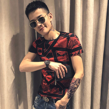 戈遇 短袖 男士T恤 紅色 