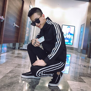 良布 長袖 男士T恤 黑色 