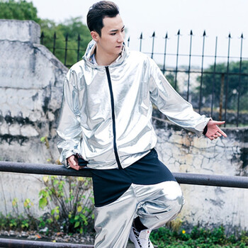 暢印 長(zhǎng)袖 男士T恤 銀色外套+褲子 